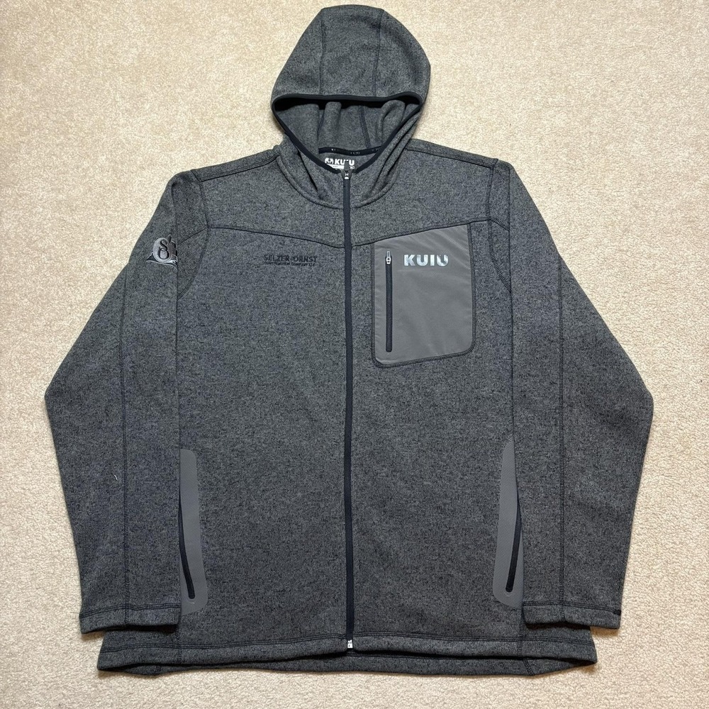 KUIU Base Camp High Loft Sweater Fleece Jacket Mens 3XL Gray Full Zip Hoodie